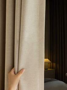 1 件法式奶油色遮光隔热窗帘，厚双面亚麻窗帘，适用于卧室、客厅、餐厅，遮阳、阻挡紫外线、防尘