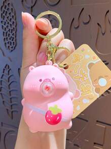 1 pièce Porte-clés suspenseur de sac à dos avec dispositif de soufflage de bulles, porte-clés de couple en forme de cochon mignon, petit cadeau