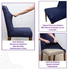 Kit 4 Capas de Cadeira de Jantar em Suede Resistente à Gatos