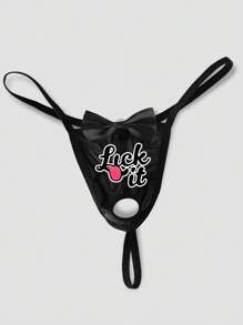 Hombres tangas elásticas cómodas y transpirables de malla negra con gráficos de letras y emoticonos y decoración metálica redonda