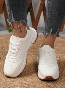 New Round Toe Lace-Up Colorblock Versatile Fashion Casual Outdoor Athleisure Sneakers For Women