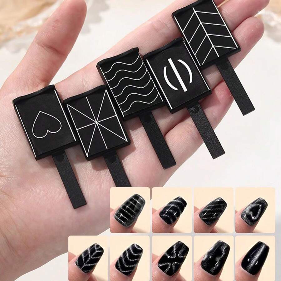 Cat Eye Gel Nail Polish Set With Magnet, Cat Eye Nail Polish, Magnetic Nail Polish, Cat Eye Magnet, Nail Art Design Tools - Multicolor - View 1