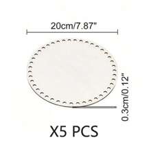 5pcs Unfinished Wooden Crochet Basket Bases - Blank Round Art Board, Suitable For DIY Knitting And Handicraft Projects