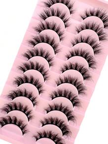 Pestañas postizas de 8D esponjosas de piel de marta falsa, pestañas postizas 3D de ojos de gato, pestañas voluminosas de aspecto wispy, 10 pares de pestañas postizas, juego de pestañas de ojos de manga