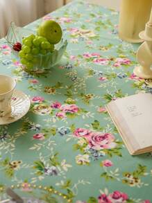 1 件美式乡村风格绿玫瑰流苏桌布，春夏家居餐桌装饰，可水洗长方形餐桌、茶几、床头柜防尘罩，适用于农舍、厨房、餐厅、晚宴、野餐、约会、情人节、户外 - 彩色 - 查看 9