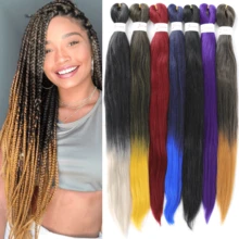 编织头发预拉伸自然易扭辫子 EZ 编织头发 26 英寸热水设置专业合成纤维 Yaki 纹理用于钩针编织接发 - 彩色 - 查看 1