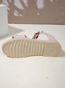 1 par de sandálias rasteiras bordadas vintage para meninas de verão - Rosa - Ver 7