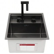 FUTCHOY Fregadero empotrado de acero inoxidable Fregadero de cocina Fregadero con grifo Fregadero de acero inoxidable de 43 * 39 cm Fregadero empotrado Fregadero de cascada Grifo