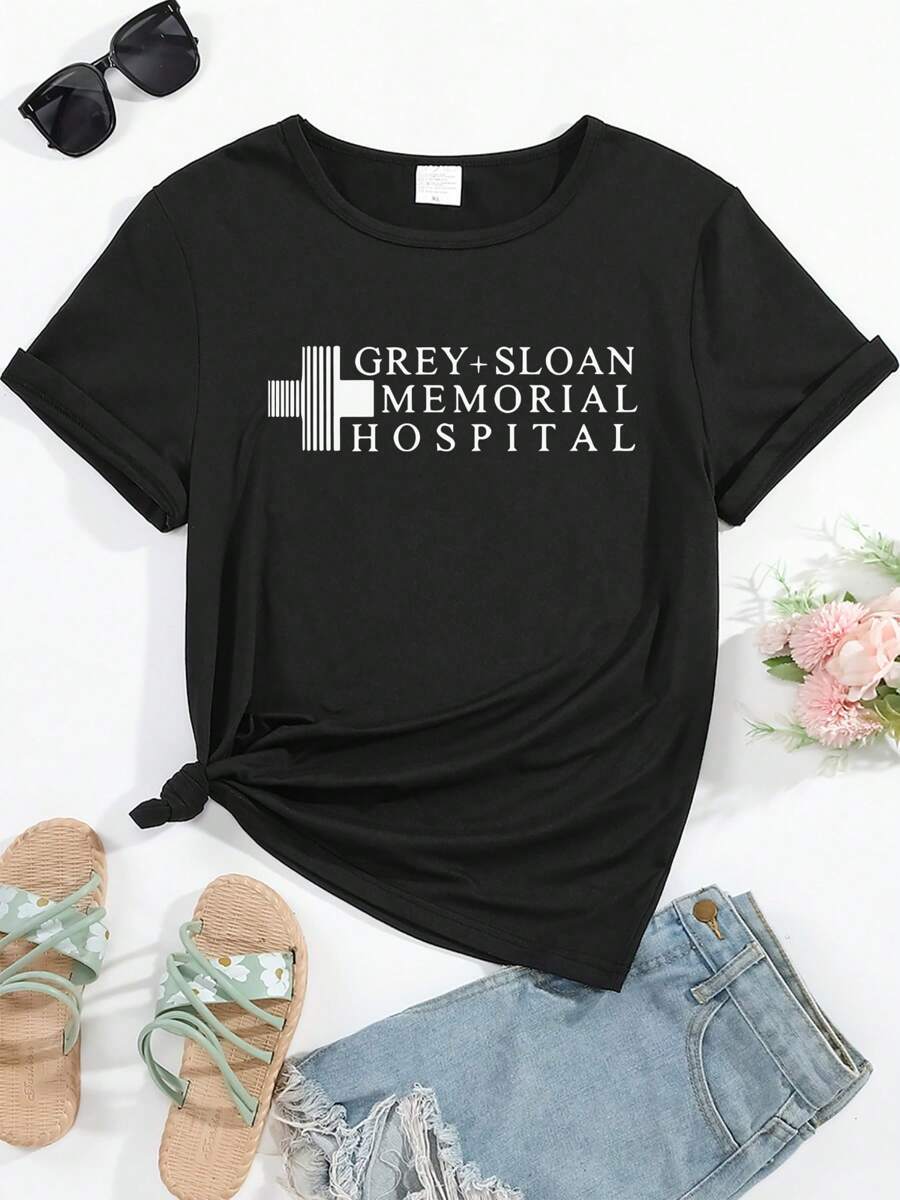 Happy Valentine'S Day Women's With Memorial Sloan Hospital Grey Fan Logo  T-Shirt, Women's 220g Round Neck Casual Heavy Pure Cotton T-Shirt (1 PC)