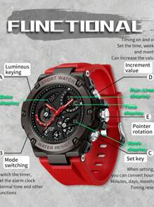 SANDA. SANDA Men Quartz Watch Military Alarm Clock Sport Waterproof Chronograph Date Wristwatches Men's Dual Display LED Digital Electronic Watches - one-size - View 10