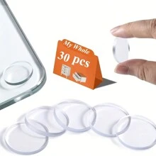 30 piezas de almohadillas protectoras de vidrio para mesa, hechas de goma transparente de 3 mm de grosor con forma redonda, antideslizantes y sin adhesivo para mesas, gabinetes, laptops - 30 piezas transparente - Ver 1