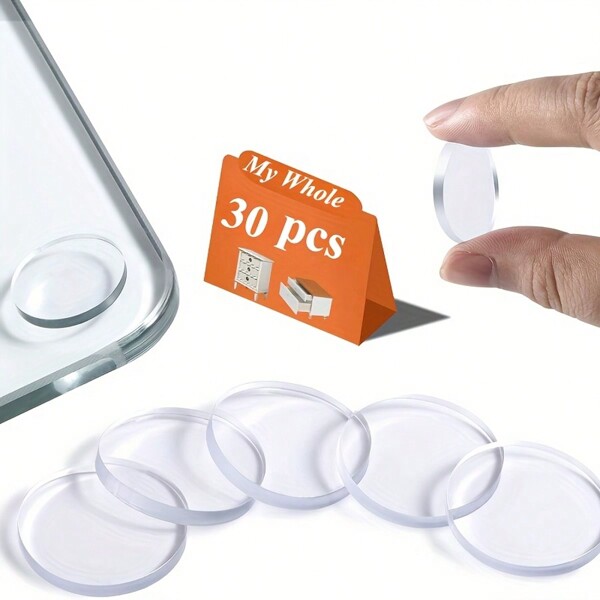 30pcs Glass Table Protector Pads, 3mm Thick Round Shaped Transparent Rubber Glass Desk Mats, Non-Slip And Non-Adhesive For Tables, Cabinets, Laptops