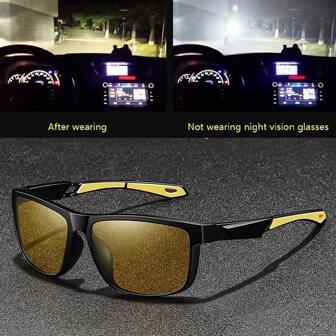 Fashion Vintage Square Sport Style Night Vision Cycling Fishing Driving Glasses Reduce Visual Fatigue Comfortable PC Frames And Lenses Luxury Brand Designer Fashion Glasses Classic Retro Outdoor Sports Fashion Glasses Tourism Driving Mountaineering Running Hiking Camping Mountain Climbing Leisure Goggles Fashion Motorcycle Driver's Eyeglasses Man Day And Night Eyewear For Summer Beach Vacation,Outdoor,Travel