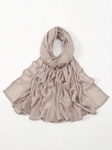 2pcs/1pc Wide-Brim Chiffon Scarf For Women, Fashionable Breathable Long Scarf, Muslim Hijab Headscarf, Suitable For Daily Comfortable And Versatile Wear