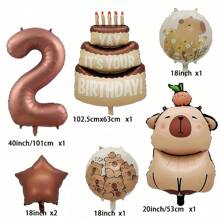 1set 40 Inch Chocolate Number Capybara Birthday Cake Foil Balloon, Round Capybara Chocolate Stars Birthday Cake Balloon For Birthday Decorations Capybara Party Favors Capybara Theme Party Supplies Decor