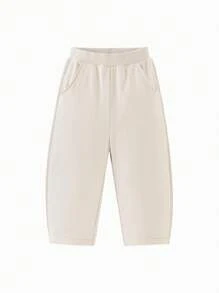 mini bala Pantalones tipo "plátano" de moda para niños, joggers de primavera con piernas curvas - caqui claro - Ver 5
