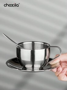 choxila 3 件套咖啡杯，米兰咖啡杯套装，咖啡杯碟勺，马克杯，浓缩咖啡杯，优质不锈钢，适用于浓缩咖啡和手冲咖啡 回到学校 - Coffee Mugs - 查看 7