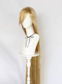 Peluca larga recta de princesa rubia con flequillo, fibra sintética sin pegamento de 60 pulgadas, peluca de princesa para mujeres, cosplay anime, uso diario, fiestas de San Valentín y Halloween, escuela, carnaval, conciertos, vacaciones, fotografía, Comic Con, exposiciones, regalos de Acción de Gracias, decoraciones navideñas