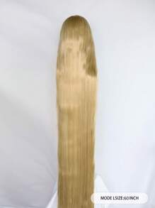 Peluca larga recta de princesa rubia con flequillo, fibra sintética sin pegamento de 60 pulgadas, peluca de princesa para mujeres, cosplay anime, uso diario, fiestas de San Valentín y Halloween, escuela, carnaval, conciertos, vacaciones, fotografía, Comic Con, exposiciones, regalos de Acción de Gracias, decoraciones navideñas