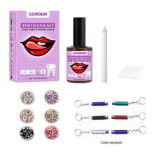 Conjunto de joyas para dientes con varias piedras preciosas de color, extraíbles, fáciles de instalar, hermosas y duraderas, con diamante confiable - Negro - Ver 10