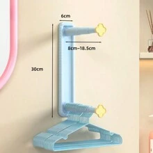 1pc Expandable Wall Mounted Storage No-Drill Rack, Space Saving Balcony Organizer, Clothes Hanger Hanging Hook, Spring, Minimalist, Summer Tops