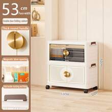 5/4/3/2/1 Layer Foldable Multi-Layer Storage Box, Bedroom Clothes, Double-Door Storage Cabinet, Cream-Colored, For Living Room, Books, Snacks, Folding Cabinet - Color Mixing - View 18