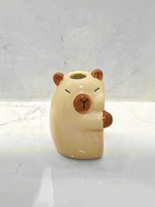 1pc INS Style Cute Capybara Ceramic Toothbrush Holder, Couples Toothbrush Stand, Bathroom Vanity Toothbrush Organizer, Lovely Electric Toothbrush Holder Base, Holiday Gift For Boyfriend And Girlfriend