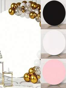 1 Piece 5ft, 6ft, 6.6ft (Approx. 1.5m, 1.8m, 2m) White, Pink, Black, Light Blue Round Background Cover Round Arch Cover With Buckle Polyester Fiber Fit Round Balloon Arch Cover Fits Wedding Birthday Party Decorations
