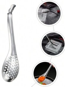 Stainless Steel Colander, Fish Roe Sauce Colander, Gourmet Filter Cooking Spoon - Silver - View 2