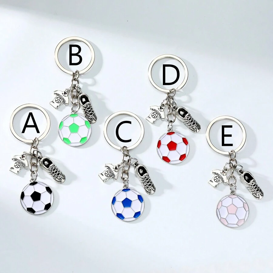 1 buc pandantiv breloc metalic cu fotbal, potrivit pentru geantă de zi cu zi, sport, ținută de călătorie asortată, accesorii pentru rucsac, cadou pentru iubitorii de sporturi de fotbal, accesorii auto, pandantiv pentru geantă