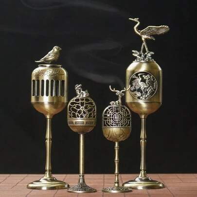 1 件升华宫灯香炉，吉祥鹿空心香炉，芳香疗法，小檀香盘香炉架，家庭/办公室/茶室装饰