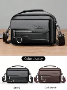 复古男女通用斜挎包，PU 皮革单肩/斜挎包，男士吊带胸包，学生背包，腰包，手提包，多口袋大容量，可调节肩带，方便商务、通勤、购物、赠送朋友和家人、生日、节日 - 彩色 - 查看 9