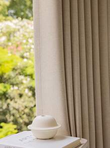 1 件法式奶油色遮光隔热窗帘，厚双面亚麻窗帘，适用于卧室、客厅、餐厅，遮阳、阻挡紫外线、防尘