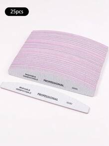 klimonla 25 peças/50 peças Lixa de Unha Profissional em Formato de Meia-Lua com Lixa de Unha de Grão 80/80, 100/180 - Cinza - Visão 11