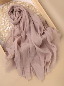 1pc Women's Plain Pleated Basic Solid Color Hijab Soft Headscarf Wrap For Abaya - 81# Beige - View 5