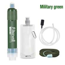 Ultra-Portable Personal Water Filter Straw – 99.99% Bacteria Removal | For Camping & Travel - Army Green - View 3