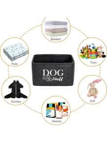 Pet Toy Storage Basket Felt Storage Basket, Laundry Storage Basket, Cat Toys, Dog Toys Clutter Storage, Square Storage Box, Storage Box, Storage Barrel - Multicolor - View 8