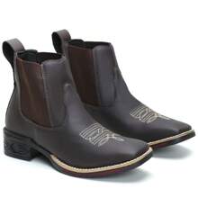 Women's Short Boot With Elastic Side Embroidered Coffee - 咖啡棕 - 查看 1