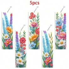 5 Pieces Diamond Painting Bookmarks Set, Made Of PET Material With Colorful Glass Effect, Double-Sided Wheat Ear Design, Ideal For Readers