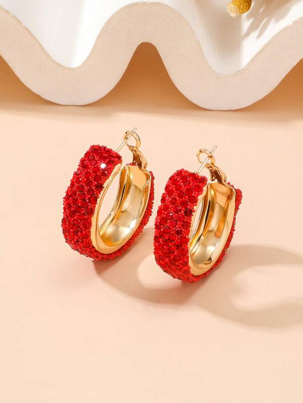 1 pereche de cercei cu strass colorați geometrici exagerați (culoarea strasului este aleatorie)