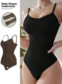 2 piezas de ropa interior moldeadora y sexy sin costuras para mujer, body de control de cintura, conjunto de camiseta y tanga, ropa interior ajustada y moldeadora