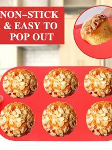 1 件 6/12 杯硅胶松饼盘，用于制作蛋糕、松饼、巧克力、面包、蛋挞和其他甜点，圆形松饼杯饼干蛋糕烘焙硅胶模具、冰淇淋果冻模具、香薰蜡烛模具 - 彩色 - 查看 6