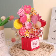 1 stuk Happy Birthday Pop-Up Box-kaart, handgemaakte 3D-ballonverjaardagskaarten met een klein briefje om te schrijven en een envelop, woondecoratie, feestbenodigdheden, Moederdag, cadeau voor moeders, terug naar school, schoolbenodigdheden