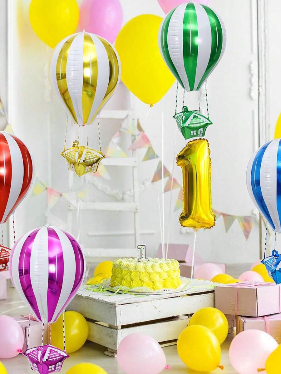 1 pieza Globo de helio con diseño de globo aerostático 4D, opciones de color rojo/rosa/azul/amarillo/verde, decoración para fiesta de cumpleaños, decoración de interiores y exteriores para celebraciones y fiestas