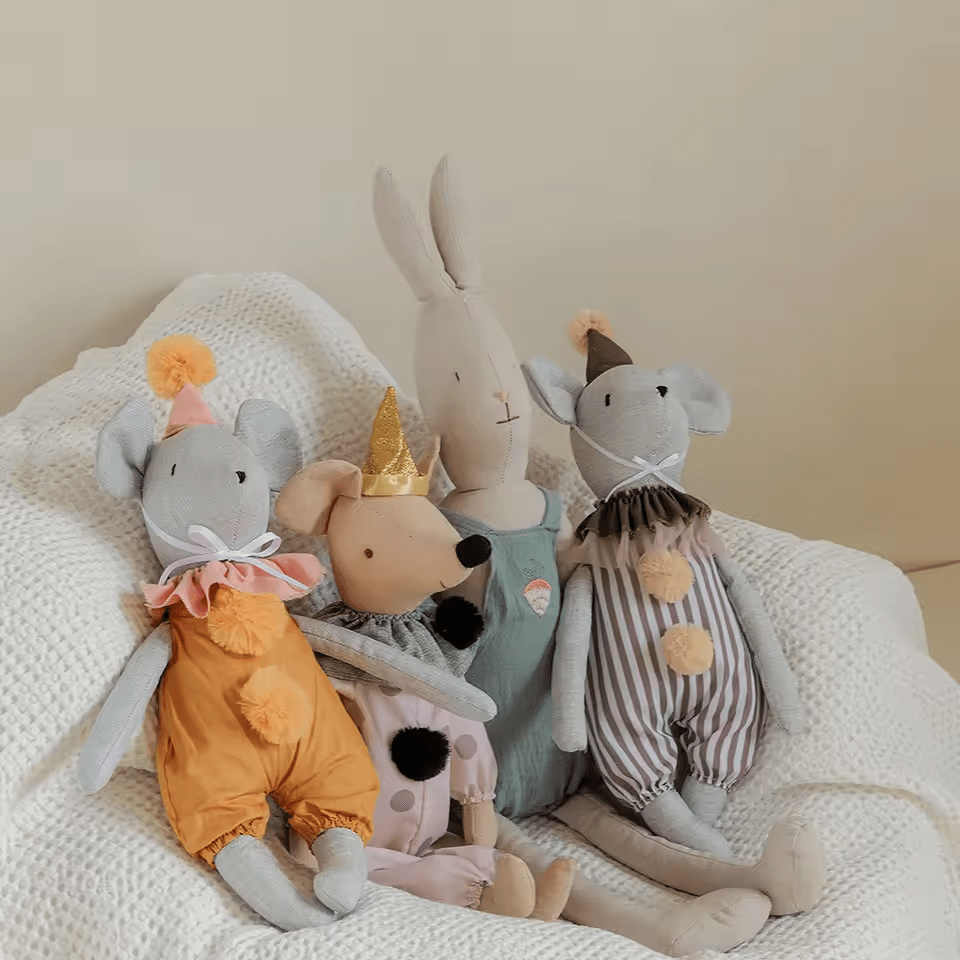 1 pieza Nuevo Juguete de peluche para bebé que conforta al dormir, lindo conejo, oso o ratón, muñeca de bebé, juguete de peluche de animal de peluche para bebés niños y niñas, juguete sensorial de viaje para niños pequeños