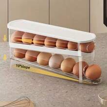 1pc 2-Layer Egg Storage Box, Transparent Plastic Egg Holder, Suitable For Refrigerator Food Storage And Preservation, For Easter Day, Egg Storage Trays