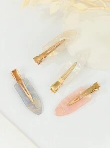 4个小巧便携防滑发夹，适合居家女孩和美发沙龙使用，无痕发夹，刘海夹，发饰，化妆发夹，鳄鱼夹，侧夹，发夹，化妆夹，直发夹，女孩滑板夹，边缘夹，鳄鱼夹，鳄鱼夹，女孩发夹，甜美刘海夹 - 咖啡 - 查看 3