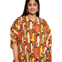 Gypsie Blu Fall Cloths For Women Plus Size Summer Kaftan Swimsuit Coverup Maxi Dress Loungewear Night Gown - Rỉ Nâu - Xem 3