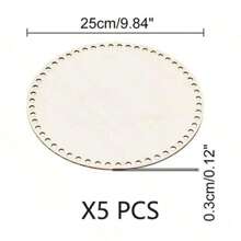 5pcs Unfinished Wooden Crochet Basket Bases - Blank Round Art Board, Suitable For DIY Knitting And Handicraft Projects