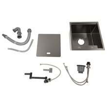 FUTCHOY Fregadero empotrado de acero inoxidable Fregadero de cocina Fregadero con grifo Fregadero de acero inoxidable de 43 * 39 cm Fregadero empotrado Fregadero de cascada Grifo